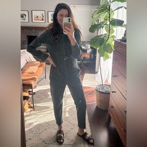 One Teaspoon Teal Leopard Denim Jumpsuit XS